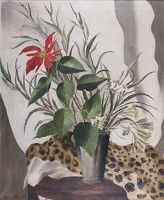Artist Mary Adshead: Still-life of Red Lily with Leopard Skin
