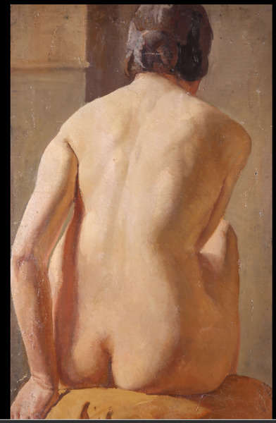 Artist Margaret Maitland Howard (1898 -1983): Female Nude Seated, Rear View, c.1920