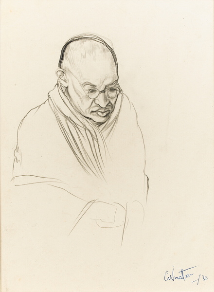 Artist Clare Winsten (1894 - 1989): Portrait of Gandhi, 1931