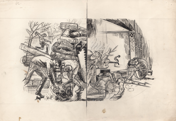 Artist Evelyn Dunbar (1906-1960): Study 2 for a Christmas card design for 1959 [HMO 62]