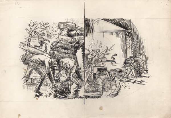 Artist Evelyn Dunbar: Study 2 for a Christmas card design for 1959 [HMO 62]