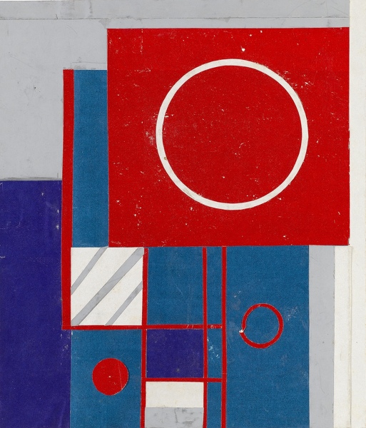 Artist Kathleen Guthrie: Original Design for White, Red and Blue Circles in Square, c. 1939
