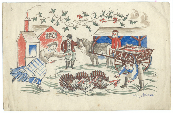 Artist Mary Adshead: Catching the Christmas Turkeys, circa 1930