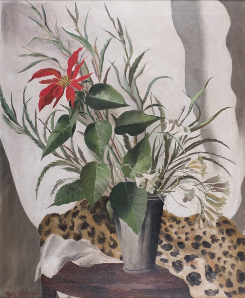 Artist Mary Adshead (1904 - 1995): Still-life of Red Lily with Leopard Skin