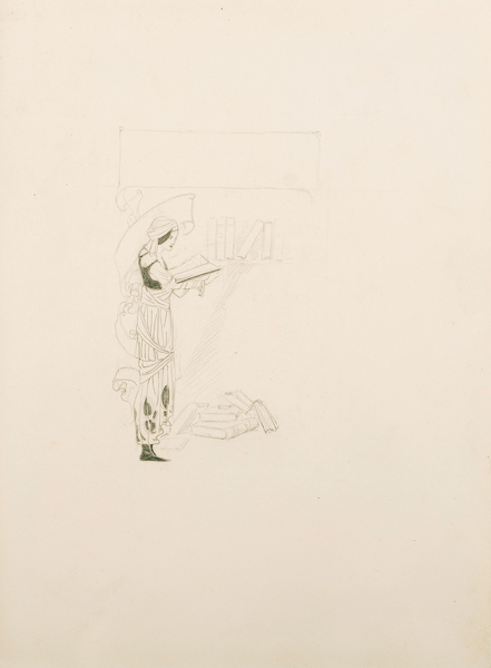 Artist Winifred Knights: Self Portrait: design for a frontispiece, c.1914