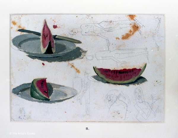 Artist Winifred Knights (1899-1947): Study of watermelons for The Marriage at Cana