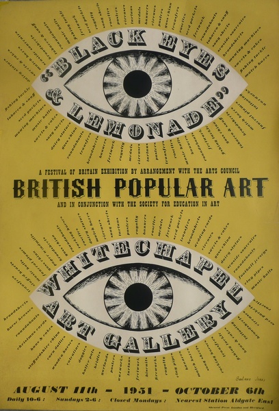 Artist Barbara Jones: Black Eyes and Lemonade, Jones’s 1951 exhibition of popular art and design at the Whitechapel Gallery