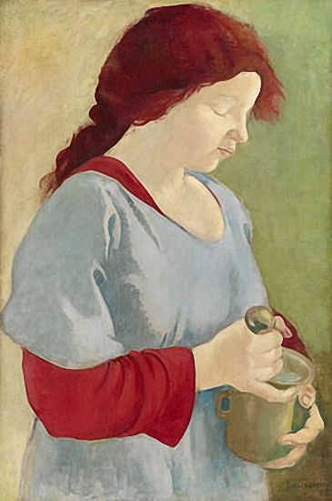 Artist Clara Klinghoffer: Rose, with mortar and pestle, 1919