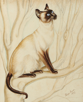 Artist Gladys Hynes: Siamese Cat in a Tree, 1937