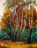 Artist Muriel Pemberton: Birch trees - Richmond Park, circa 1930