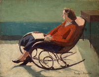 Artist Evelyn Dunbar: Portrait of the artist’s mother, Florence, on a bentwood rocking chair, c.1930 [HMO 797]