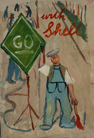 Artist Evelyn Dunbar: Go Shell, proposed design for Shell petrol. c.1937 [HMO 751]