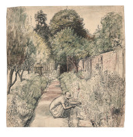 Artist Evelyn Dunbar: The Herbaceous Border at The Cedars c.1934 (HMO 68)