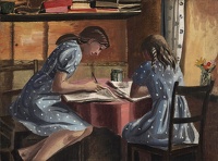 Artist Mary Adshead: The Landlady’s Daughters, Llanbedre, near Harlech, c. 1941