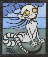 Artist Marion Wallace Dunlop: A Google-Eyed Demon, (white with stripes) from Devils in Diverse Shapes, circa 1906