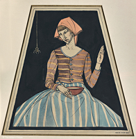 Artist Winifred Knights: Self Portrait as Little Miss Muffet, June 1918