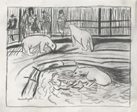 Artist Laura Knight: Polar Bears at the Zoo, c.1920